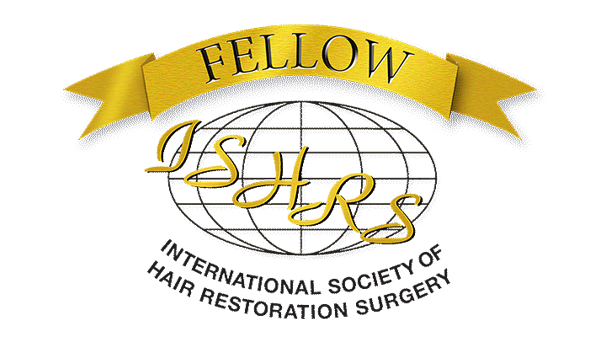Logo of the International Society of Hair Restoration Surgery with the word 